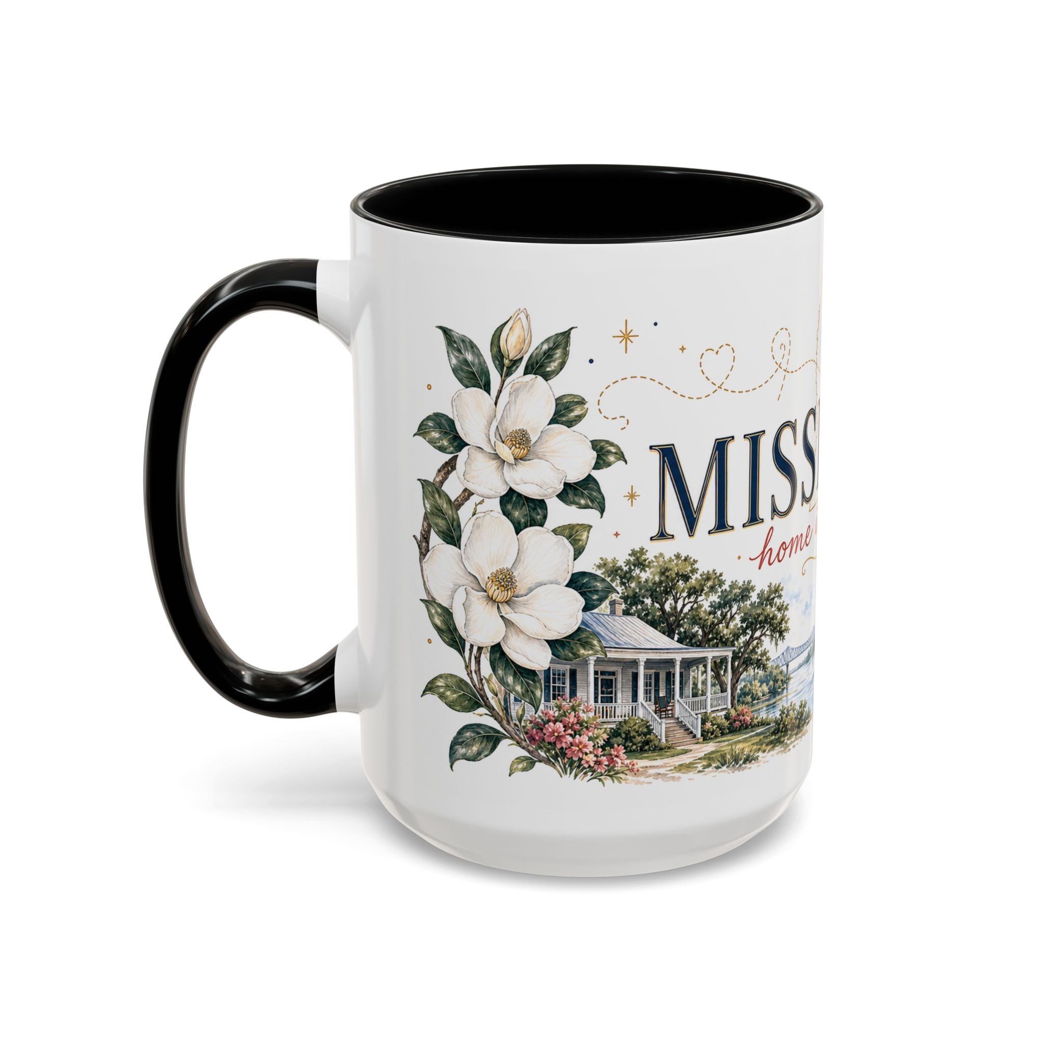 Mississippi State Map Mug | Moving Away, Homesick Gift | Botanical Accent Coffee Cup