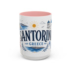 Santorini Coffee Mug | Travel Destination Souvenir Gift | Accent Color Ceramic 11oz 15oz