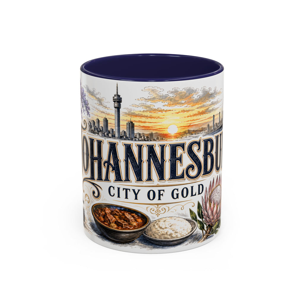 Johannesburg Coffee Mug | South Africa Travel Souvenir | Vintage Illustrated City Gift | 11 oz 15 oz Accent Mug