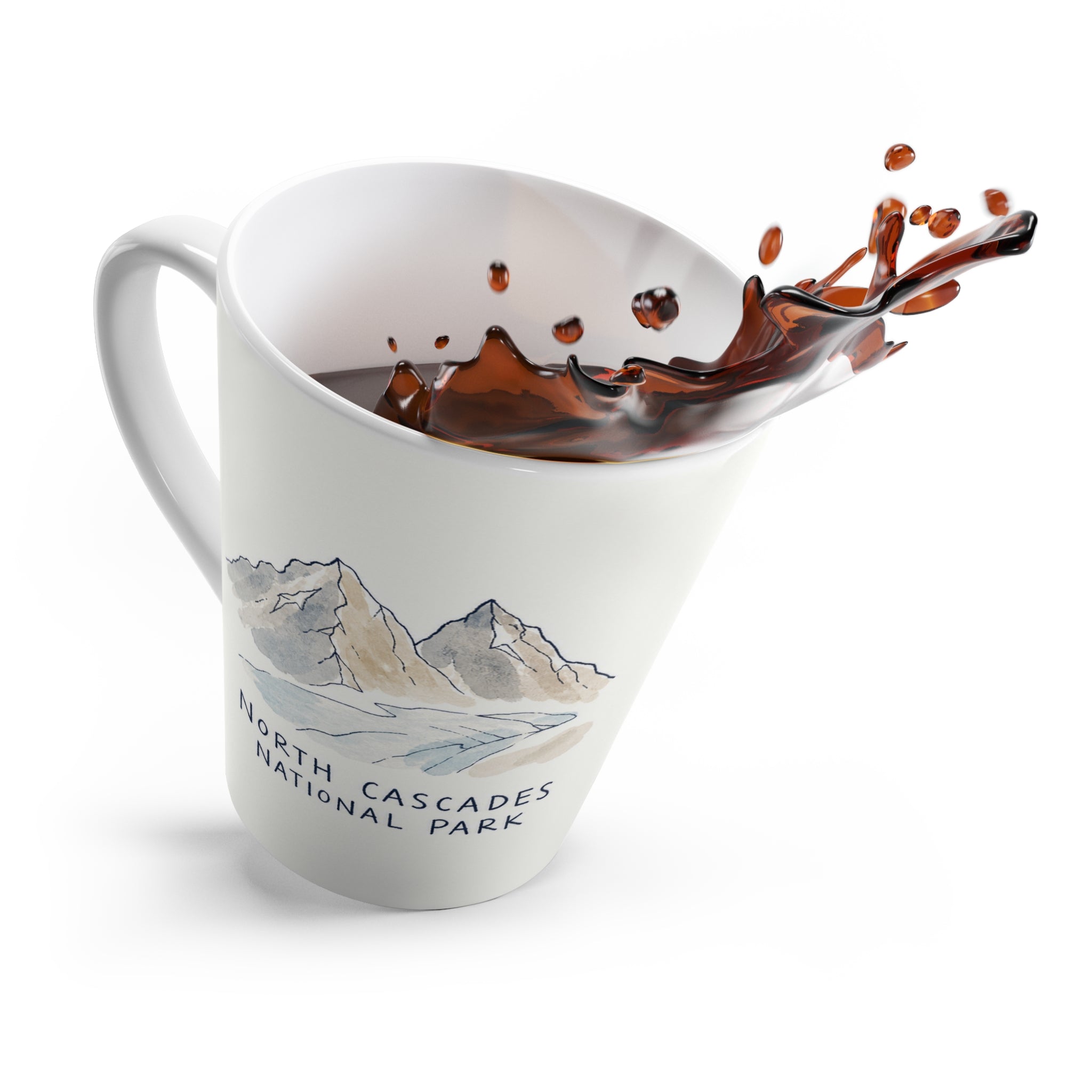North Cascades National Park Latte Mug | Pastel Watercolor Nature Coffee Cup | 12 oz Travel Souvenir Gift
