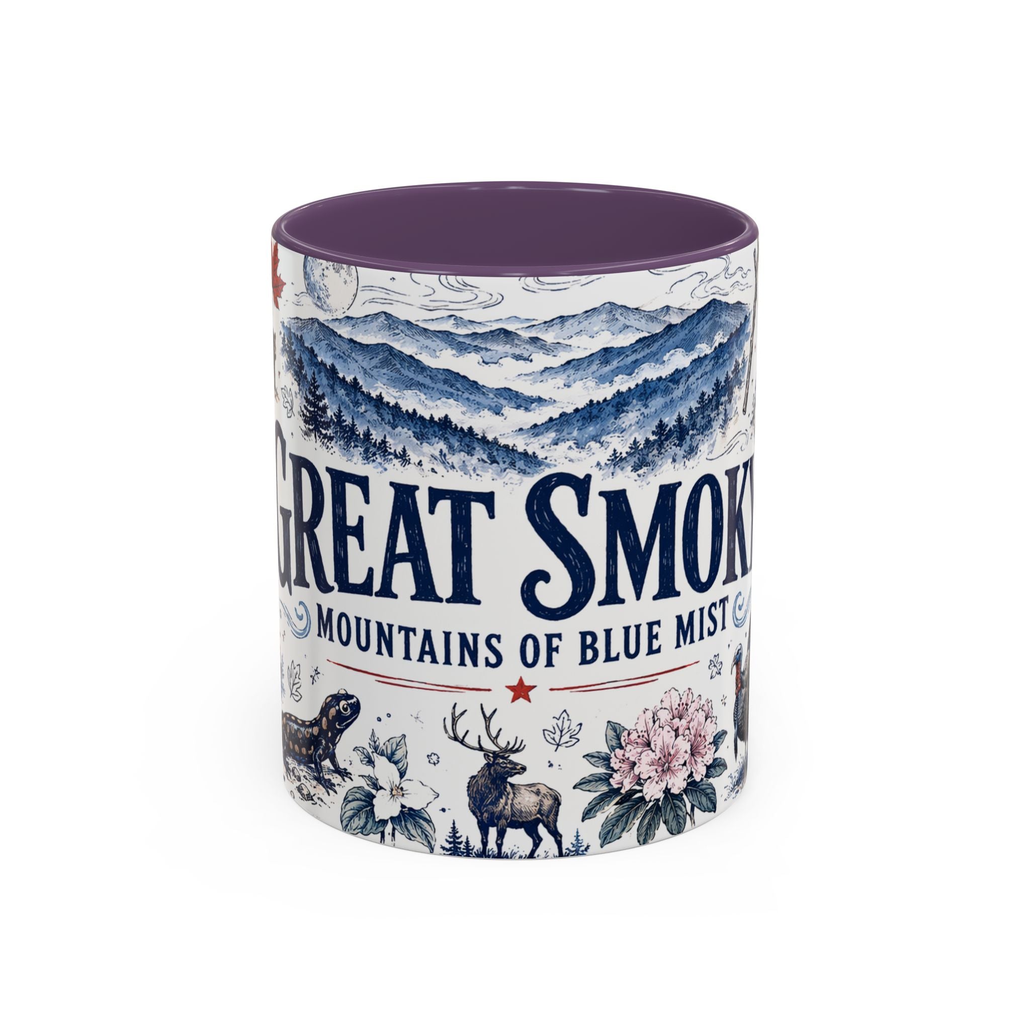 Great Smoky Mountains Coffee Mug | National Park Hiking Gift | Accent Color Ceramic 11oz 15oz