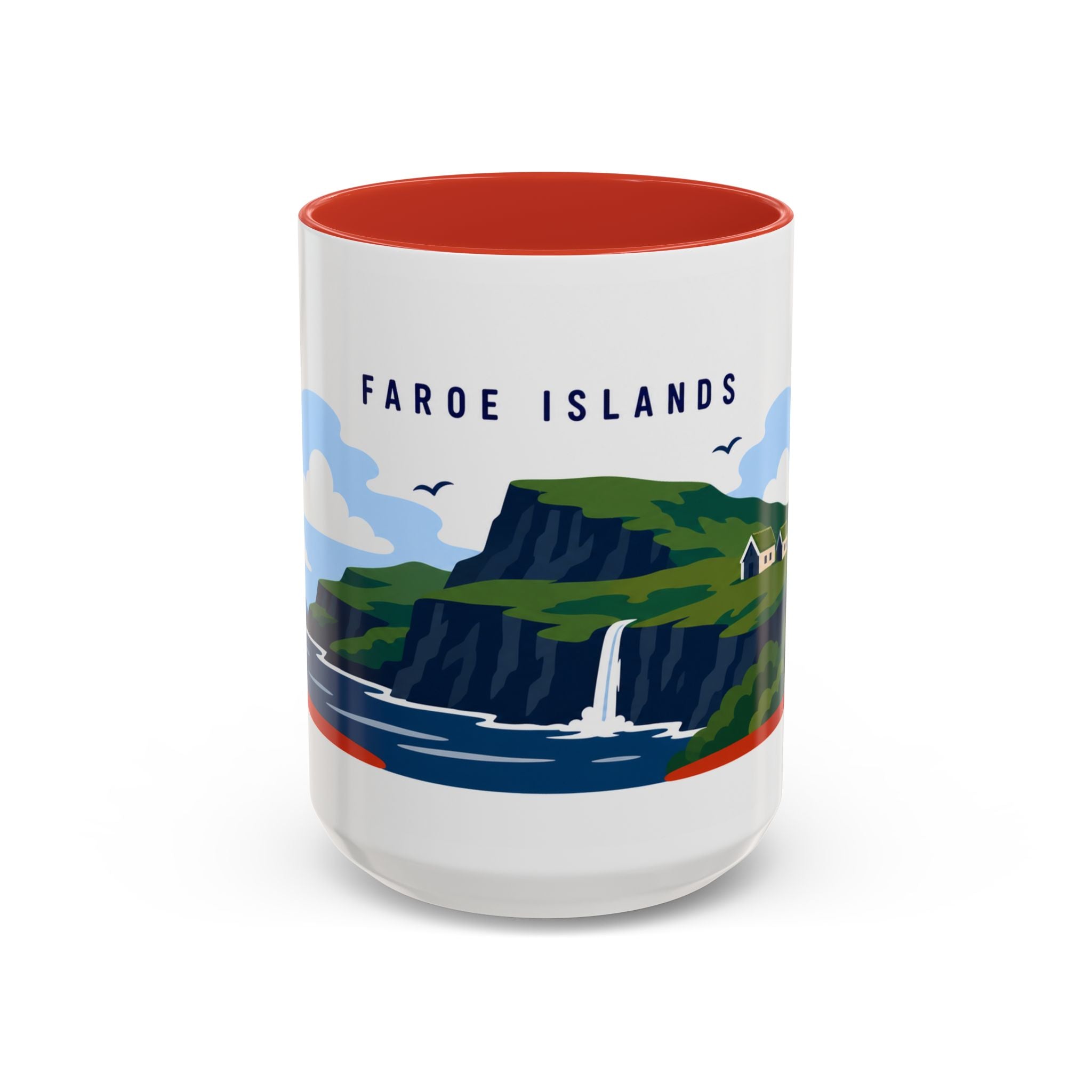 Faroe Islands Coffee Mug | Travel Destination Souvenir Gift | Accent Color Ceramic 11oz 15oz