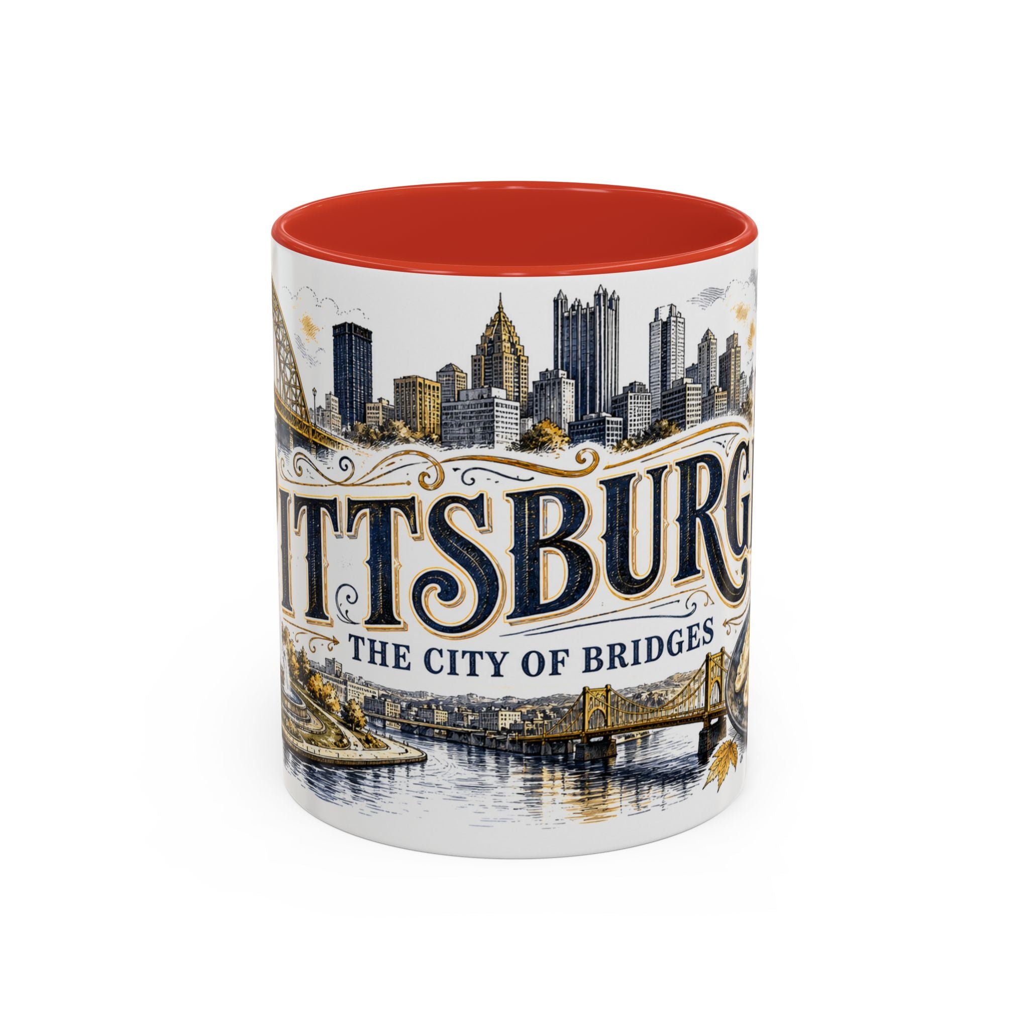 Pittsburgh Coffee Mug | United States Travel Souvenir | Vintage Illustrated City Gift | 11 oz 15 oz Accent Mug