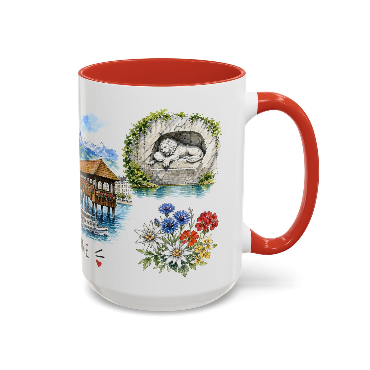 Lucerne Illustrated Travel Mug | City Souvenir Accent Coffee Mug | 11oz 15oz Ceramic Cup