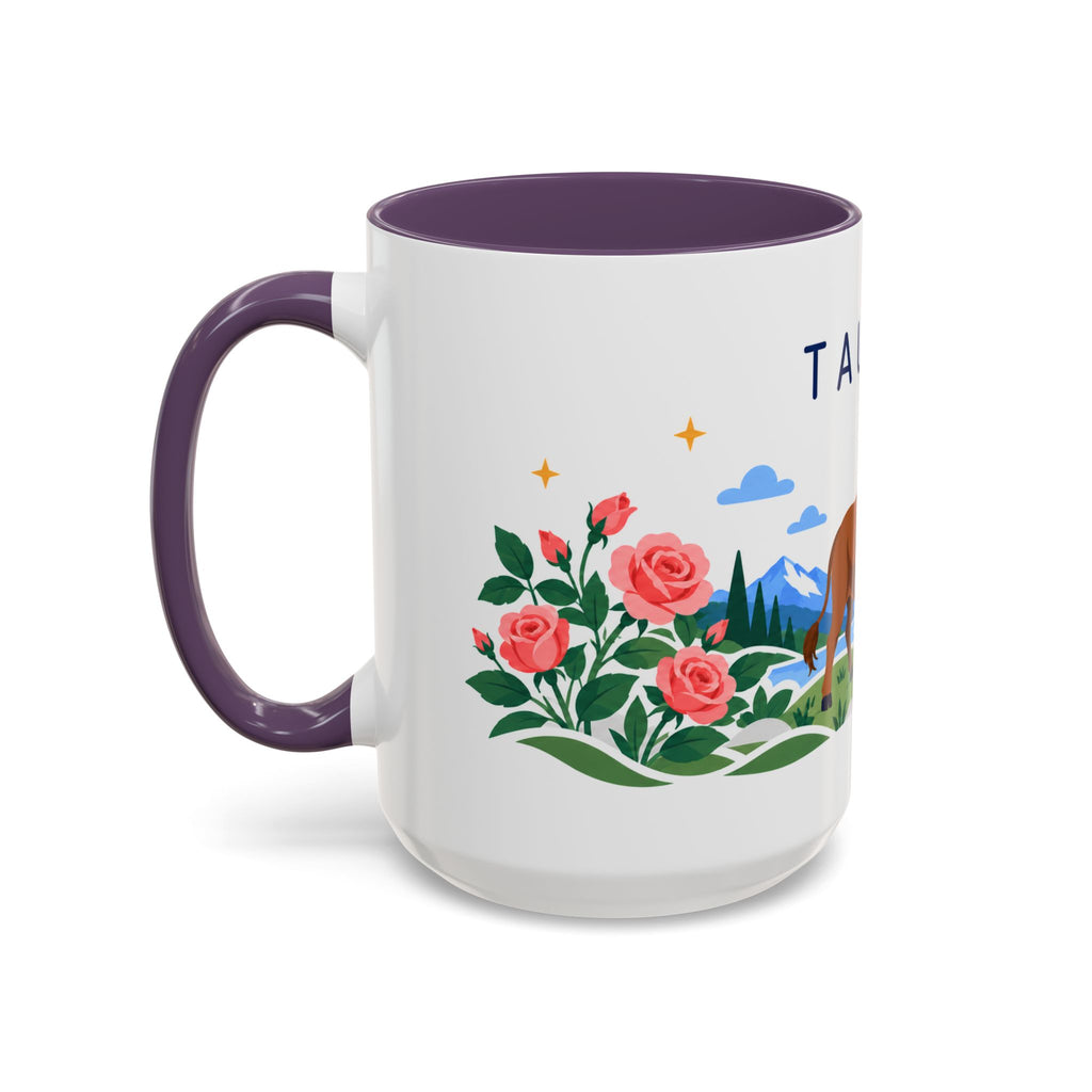 Taurus Zodiac Coffee Mug | Bull and Rose Design | Astrology Birthday Gift | 11 oz 15 oz Ceramic Accent Mug