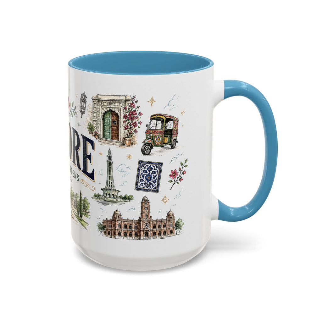 Lahore Coffee Mug | Pakistan Souvenir Travel Gift | Accent Color Ceramic 11oz 15oz