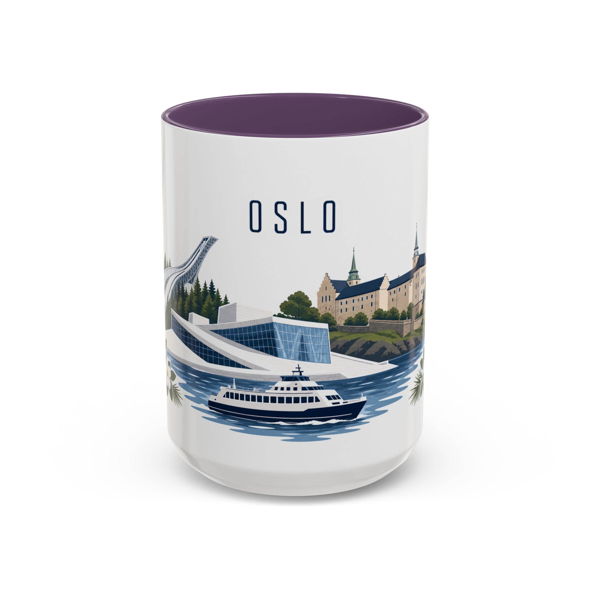 Oslo Coffee Mug | Norway Travel Souvenir | Porcelain Decal City Gift | 11oz 15oz Accent Mug