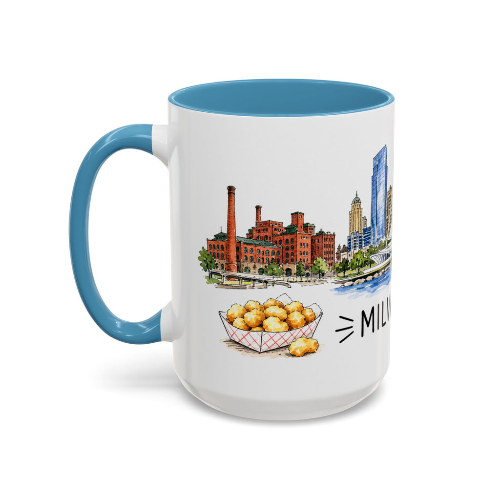 Milwaukee Illustrated Travel Mug | City Souvenir Accent Coffee Mug | 11oz 15oz Ceramic Cup