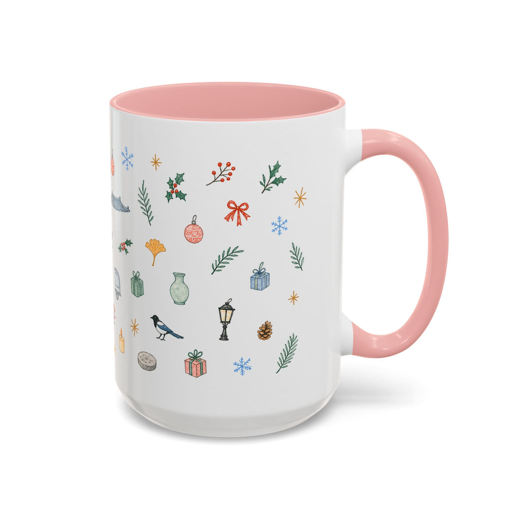 Seoul Christmas Mug | Watercolor Travel Souvenir | Holiday Gift | Accent Ceramic Coffee Cup 11oz 15oz