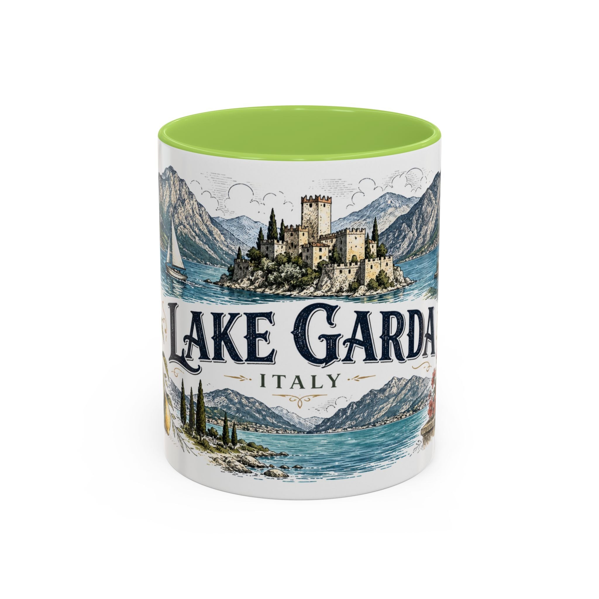 Lake Garda Mug, Italy Travel Souvenir, Bucket List Gift, Accent Ceramic Coffee Mug 11oz 15oz