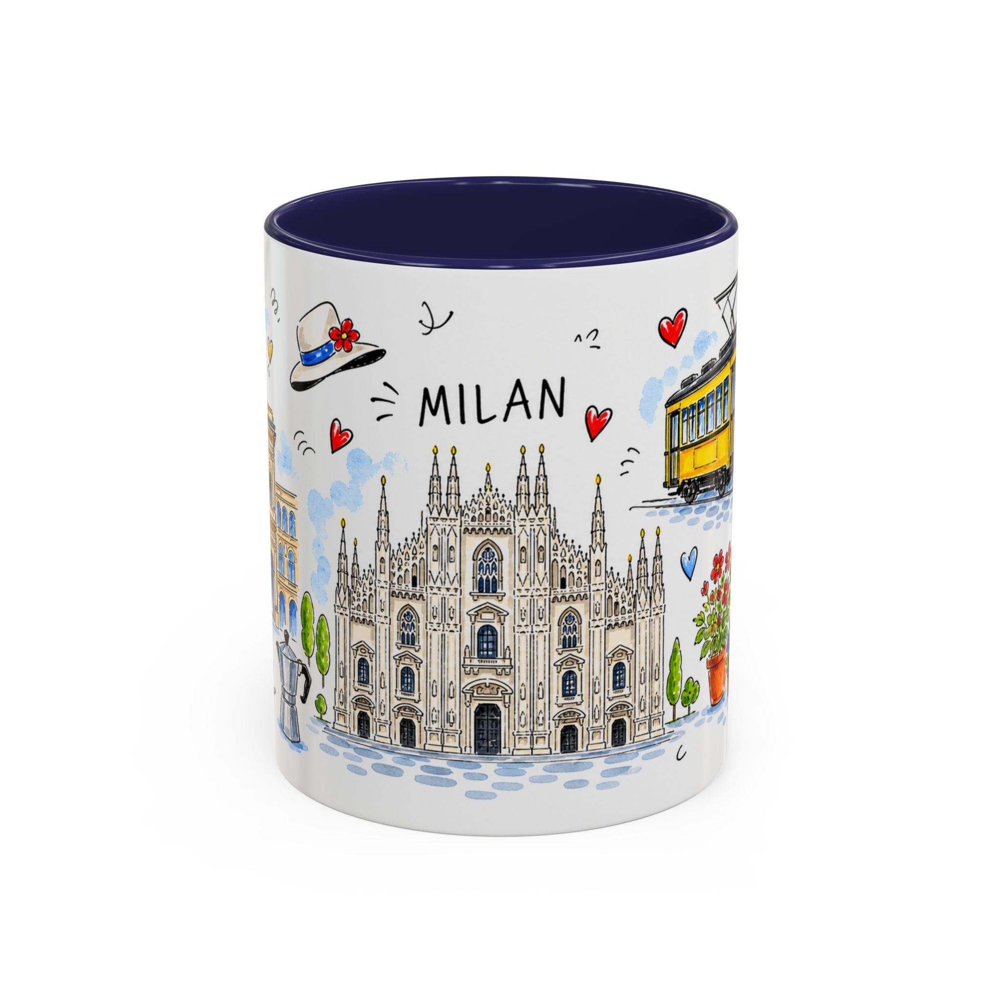 Milan Travel Mug | European City Souvenir Accent Coffee Mug | 11oz 15oz Ceramic Cup