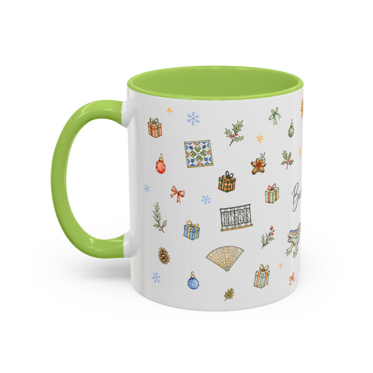 Barcelona Christmas Mug | Watercolor City Souvenir, Ceramic Coffee Cup (11oz/15oz)