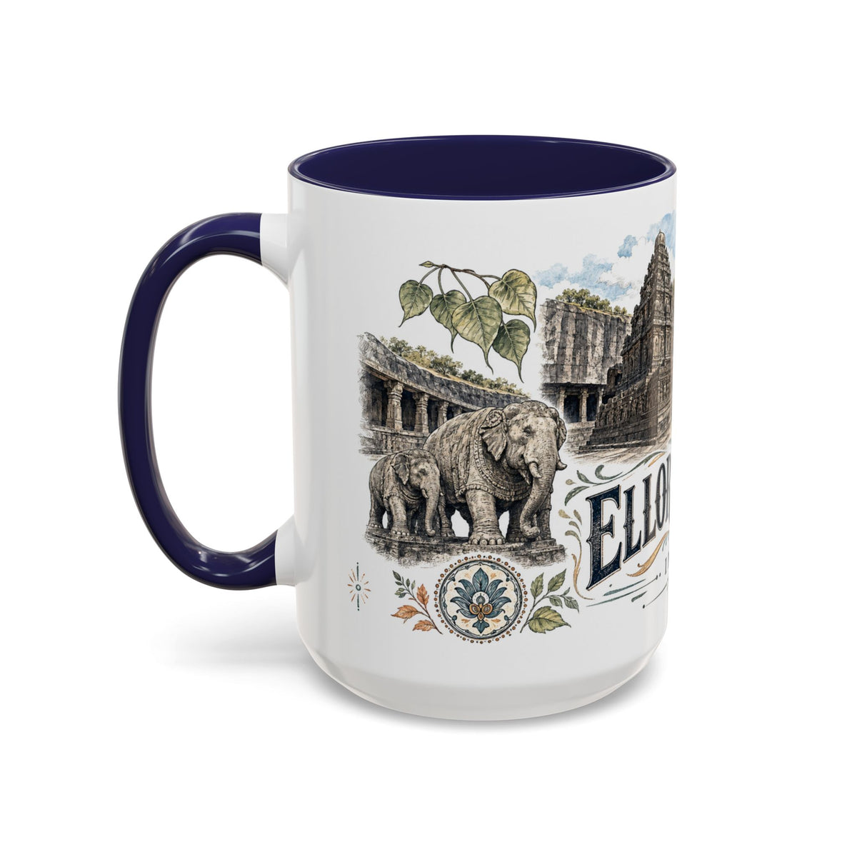 Ellora Caves Mug, India Travel Souvenir, Bucket List Gift, Accent Ceramic Coffee Mug 11oz 15oz