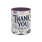 Thank You Teacher Coffee Mug | For Helping Me Grow Appreciation Gift | Accent Color Ceramic 11oz 15oz