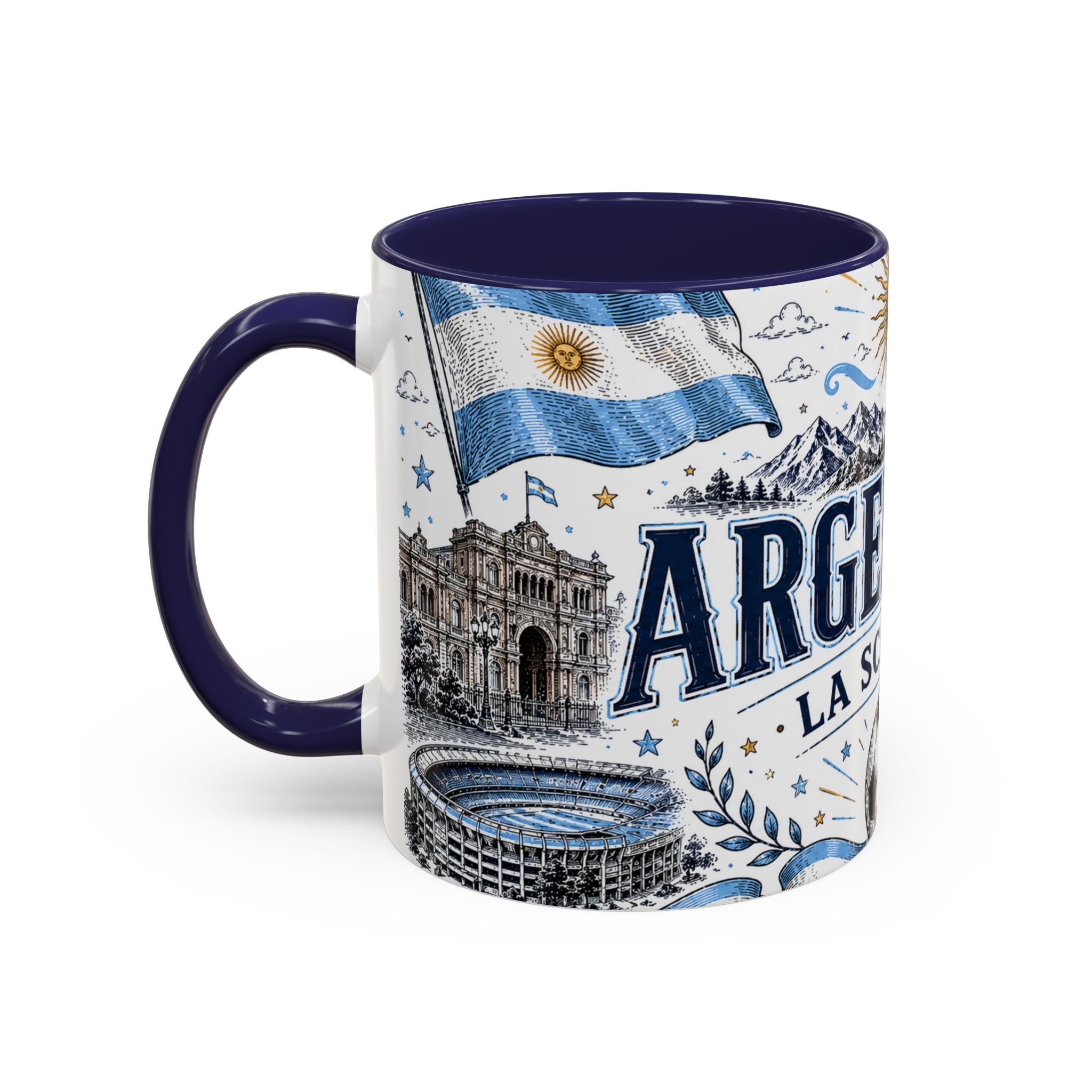 Argentina Soccer Coffee Mug | Soccer Fan Gift | Accent Color Ceramic 11oz 15oz Match Day Cup