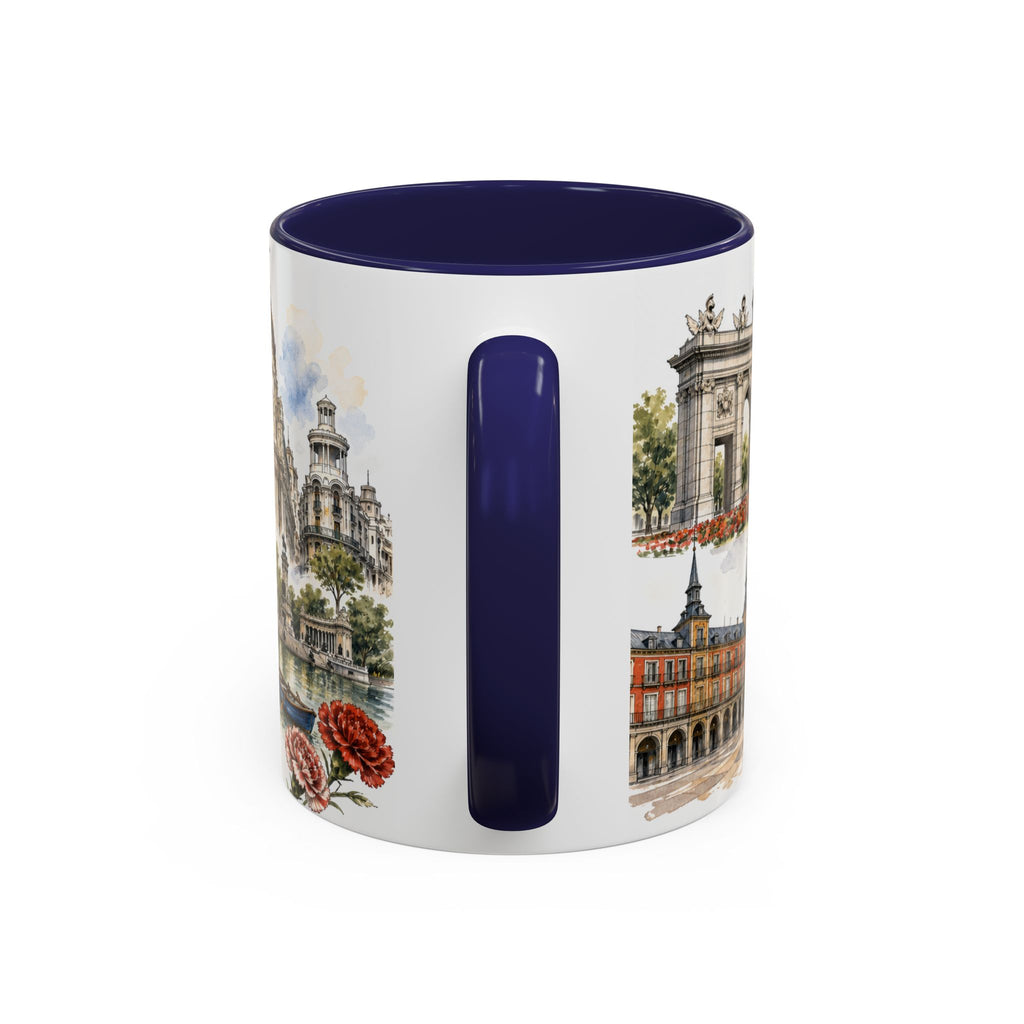 Madrid Coffee Mug | Spain Travel Souvenir | Vintage Illustrated City Gift | 11 oz 15 oz Accent Mug