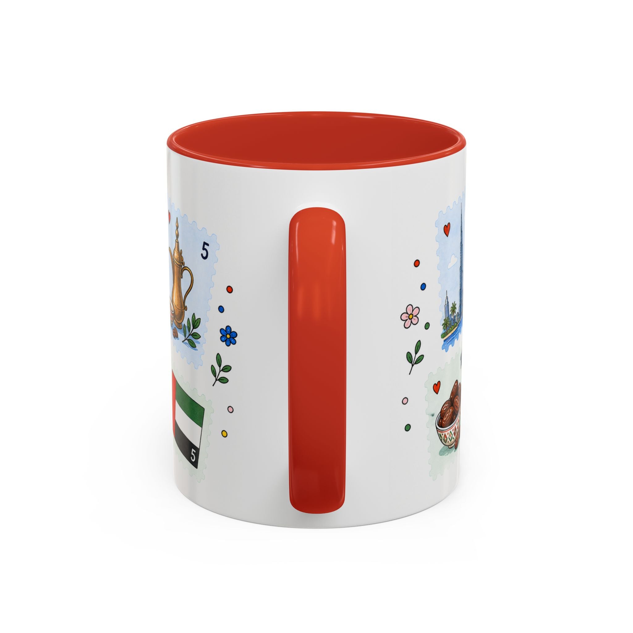 Dubai Coffee Mug | Postage Stamp Collage Mug | Travel Souvenir Accent Cup 11oz 15oz