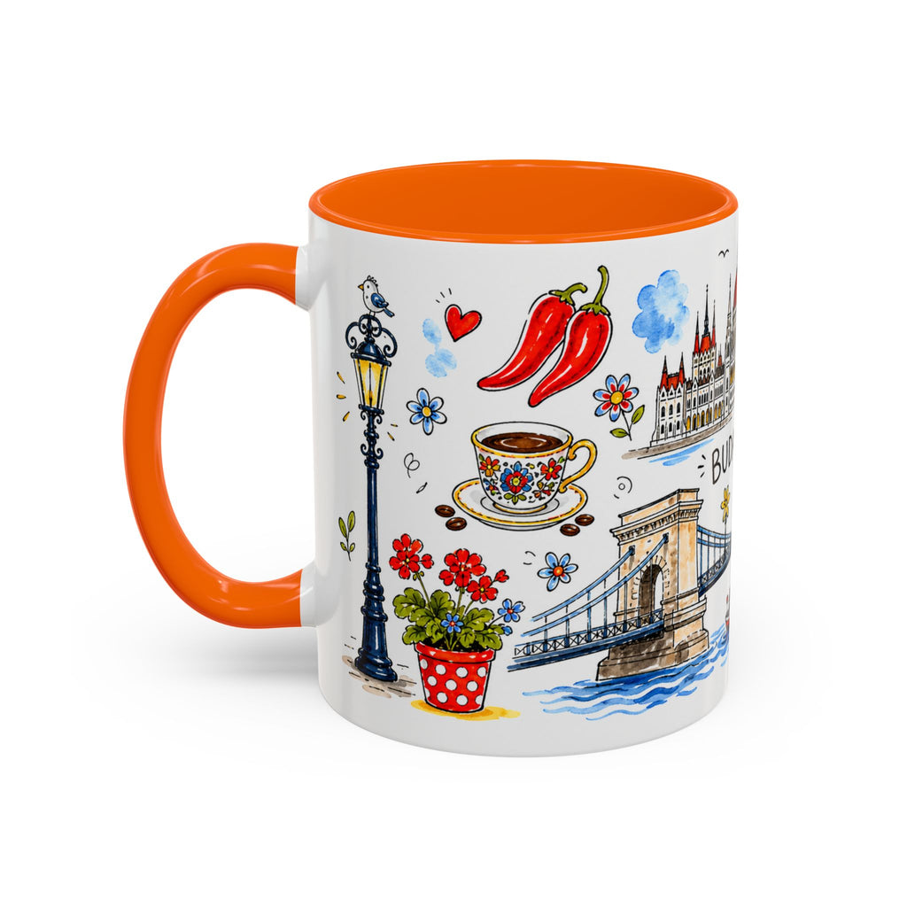 Budapest Travel Mug | European City Souvenir Accent Coffee Mug | 11oz 15oz Ceramic Cup