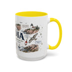 Acadia Coffee Mug | National Park Hiking Coastal Gift | Accent Color Ceramic 11oz 15oz