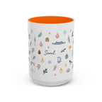 Seoul Christmas Mug | Watercolor Travel Souvenir | Holiday Gift | Accent Ceramic Coffee Cup 11oz 15oz