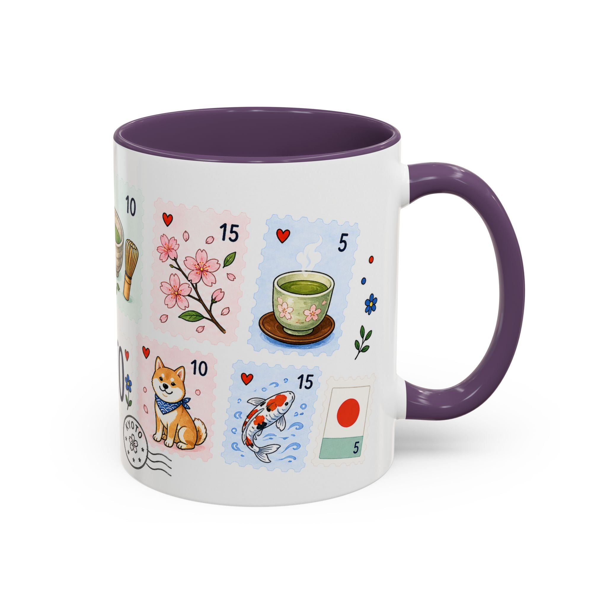 Kyoto Coffee Mug | Postage Stamp Collage Mug | Travel Souvenir Accent Cup 11oz 15oz