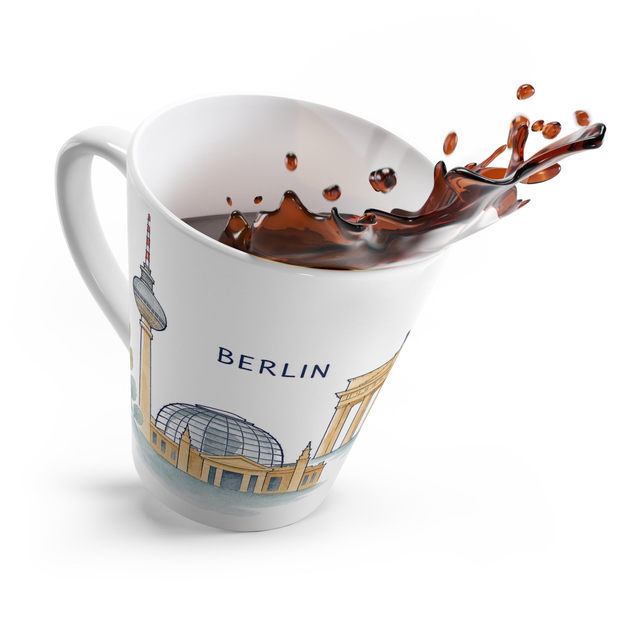 Berlin Latte Mug | Watercolor City Travel Mug | 12 oz Ceramic Souvenir Gift