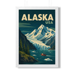 Alaska Mountains United States Framed Poster | Vintage Travel Wall Art | Black Walnut White Frame | 16x24 20x30