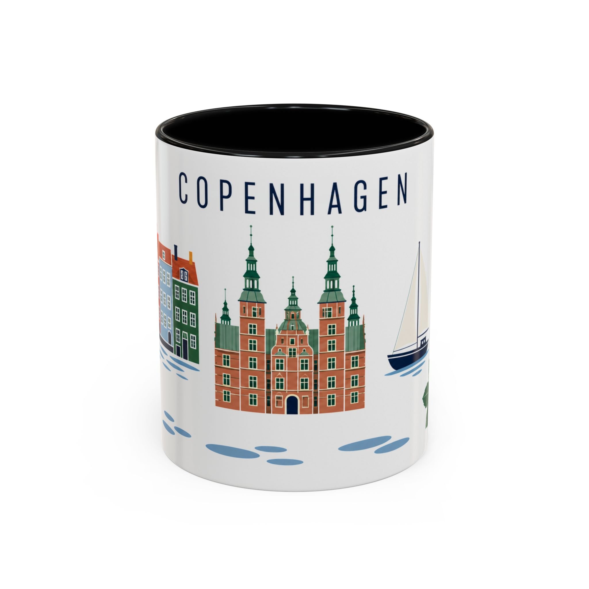 Copenhagen Coffee Mug | Denmark Travel Souvenir | Porcelain Decal City Gift | 11oz 15oz Accent Mug