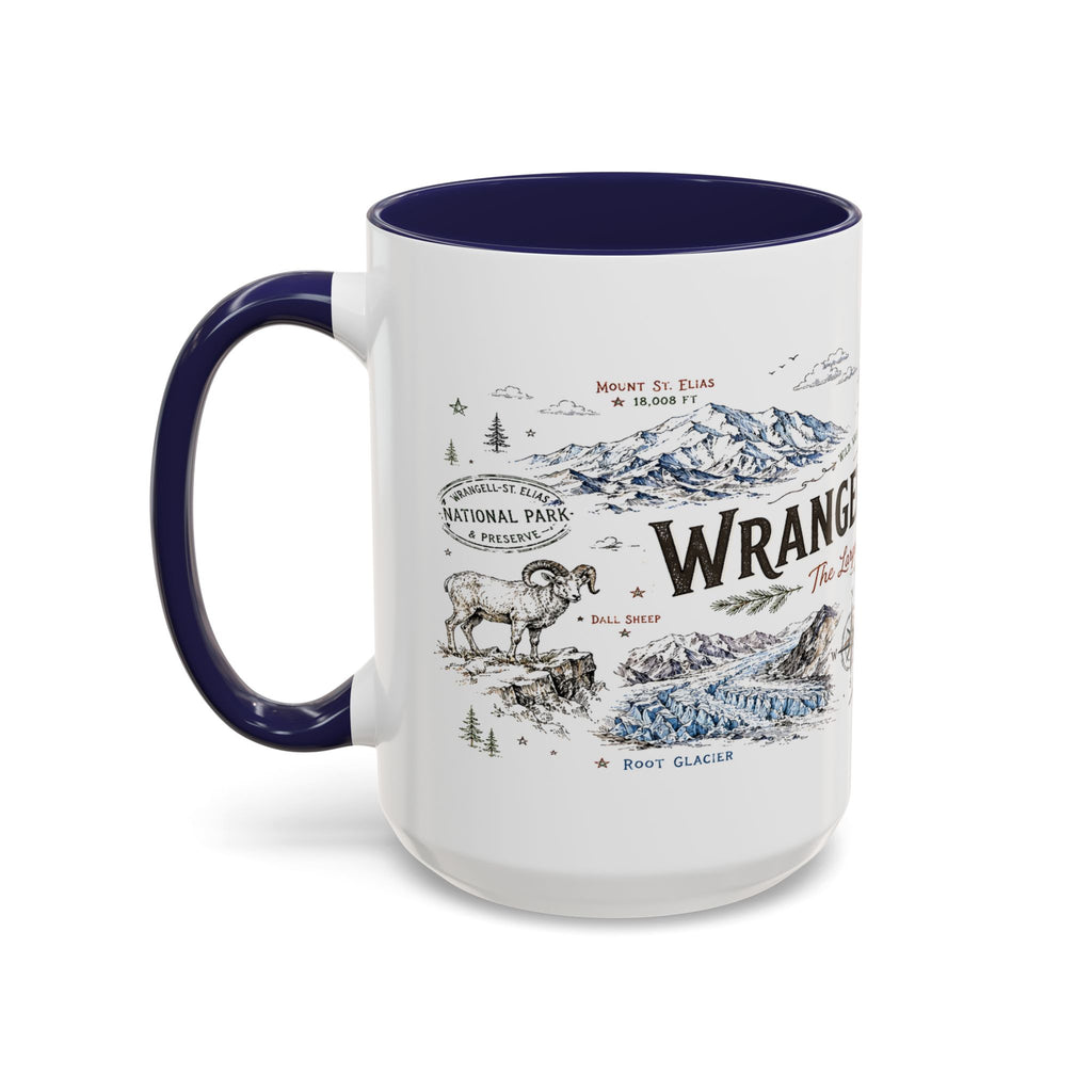 Wrangell-St. Elias National Park Coffee Mug | Alaska Wilderness Climbing Gift | Accent Color Ceramic 11oz 15oz