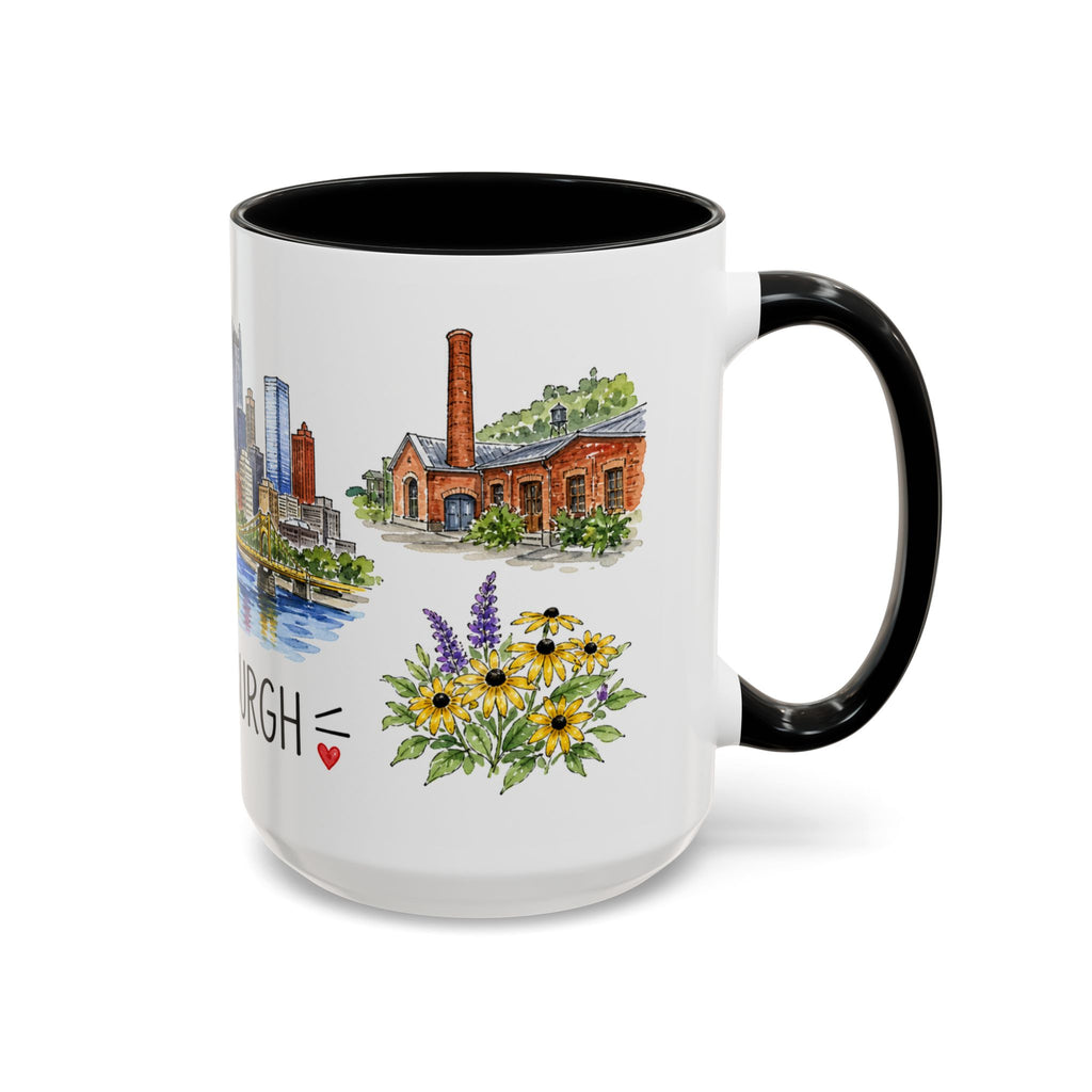 Pittsburgh Illustrated Travel Mug | City Souvenir Accent Coffee Mug | 11oz 15oz Ceramic Cup
