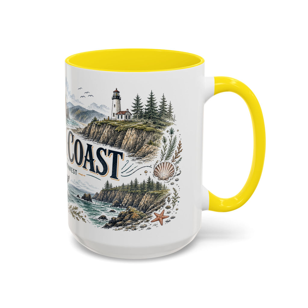 Oregon Coast Mug, Pacific Northwest Travel Souvenir, Bucket List Gift, Accent Ceramic Coffee Mug 11oz 15oz