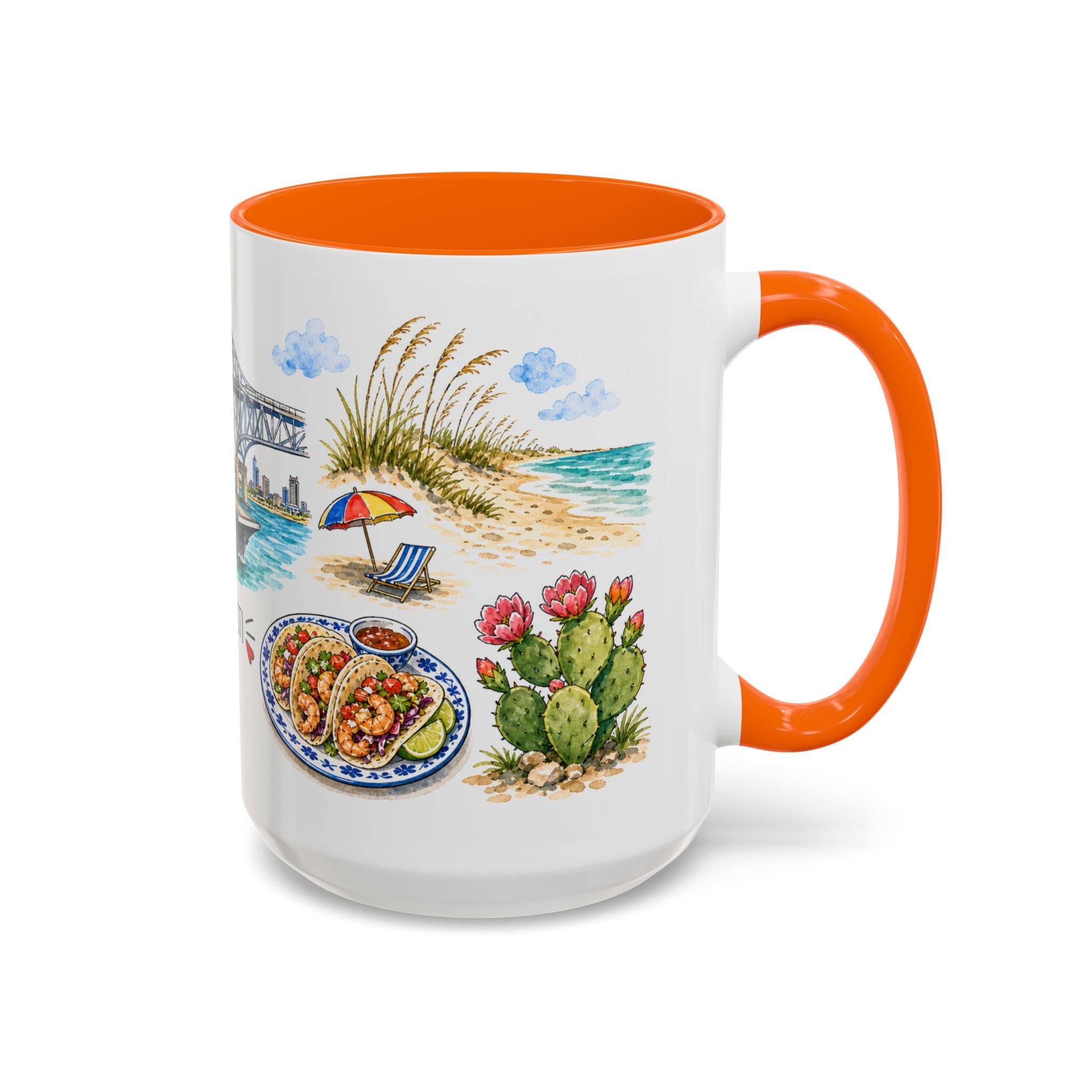 Corpus Christi Illustrated Travel Mug | City Souvenir Accent Coffee Mug | 11oz 15oz Ceramic Cup