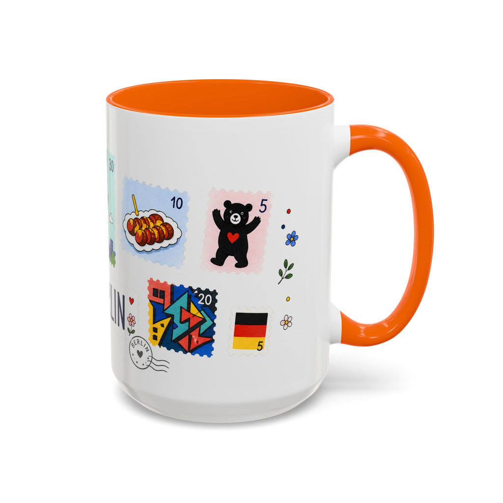 Berlin Coffee Mug | Postage Stamp Collage Mug | Travel Souvenir Accent Cup 11oz 15oz