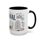 Taj Mahal Coffee Mug | Travel Destination Souvenir Gift | Accent Color Ceramic 11oz 15oz