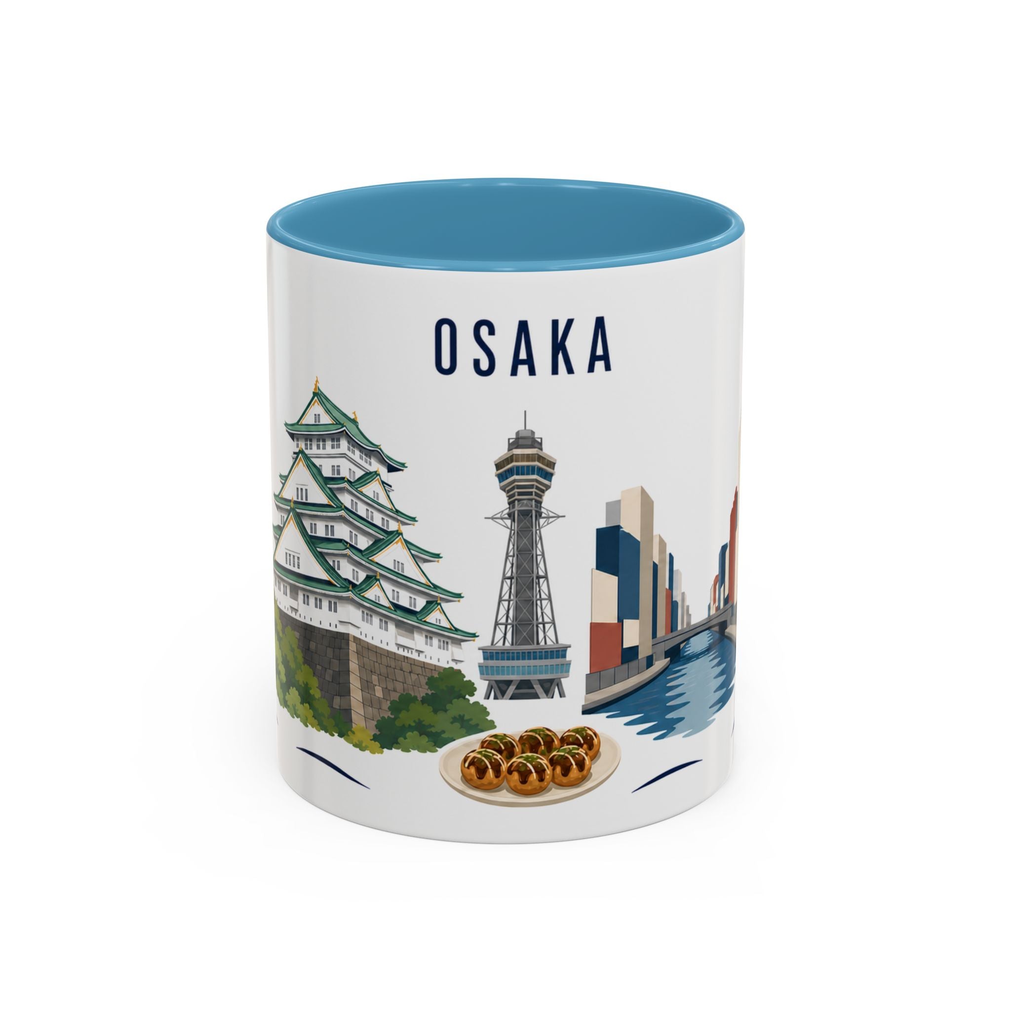Osaka Coffee Mug | Japan Travel Souvenir | Porcelain Decal City Gift | 11oz 15oz Accent Mug