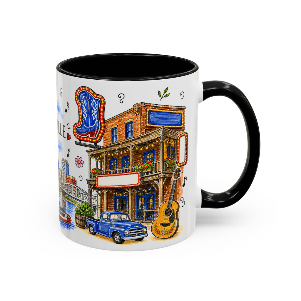 Nashville Illustrated Travel Mug | City Souvenir Accent Coffee Mug | 11oz 15oz Ceramic Cup