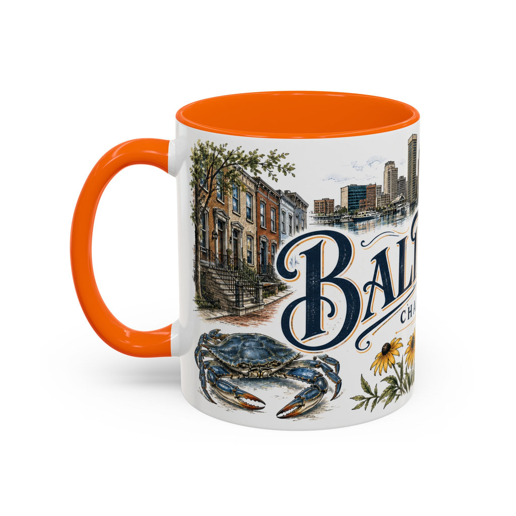 Baltimore Coffee Mug | United States Travel Souvenir | Vintage Illustrated City Gift | 11 oz 15 oz Accent Mug