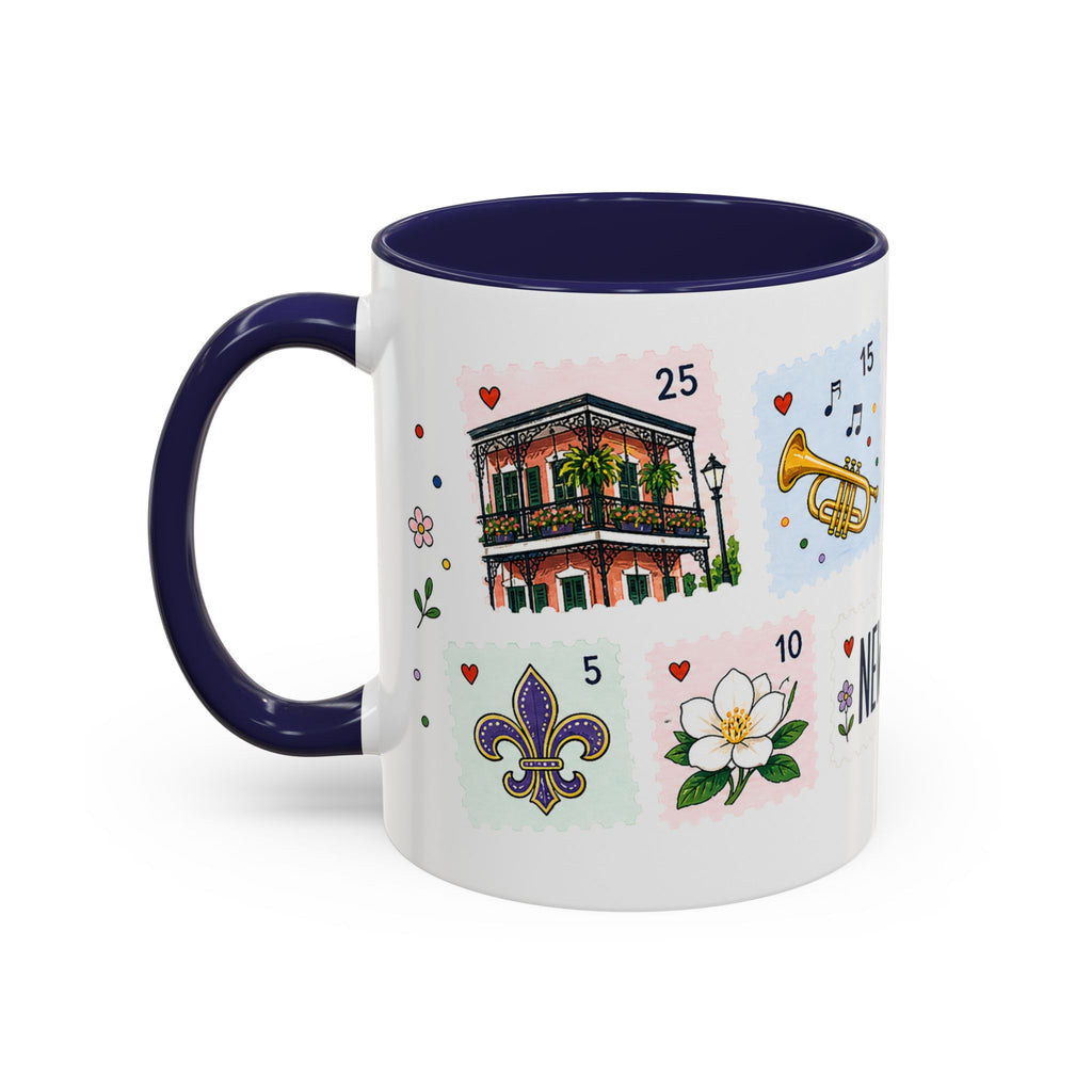 New Orleans Coffee Mug | Postage Stamp Collage Mug | Travel Souvenir Accent Cup 11oz 15oz