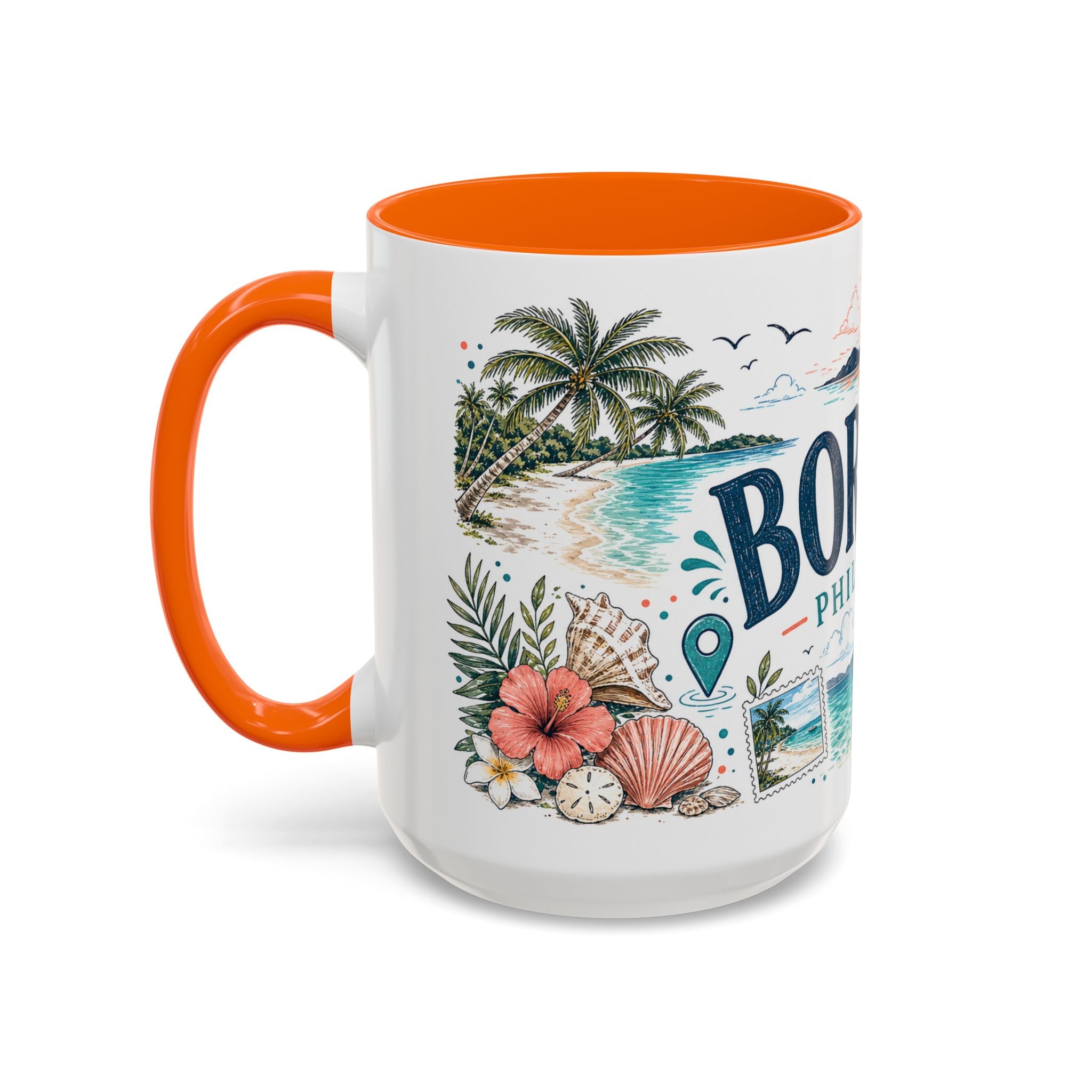 Boracay Coffee Mug | Travel Destination Souvenir Gift | Accent Color Ceramic 11oz 15oz