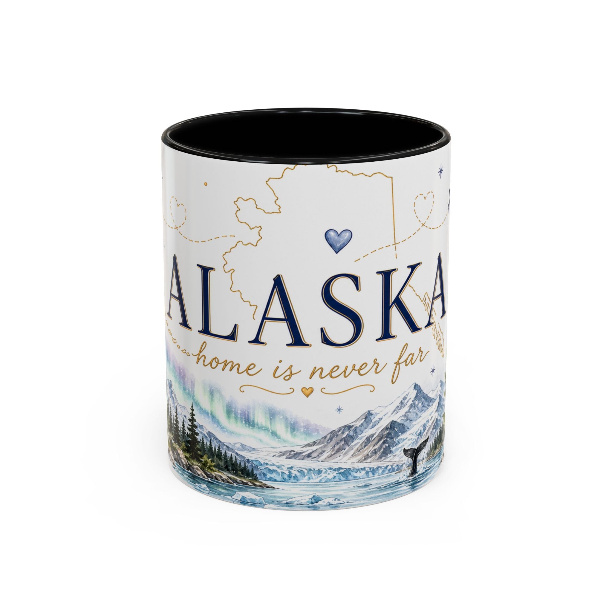 Alaska State Map Mug | Northern Lights, Mountains, Glaciers | Moving Away Gift