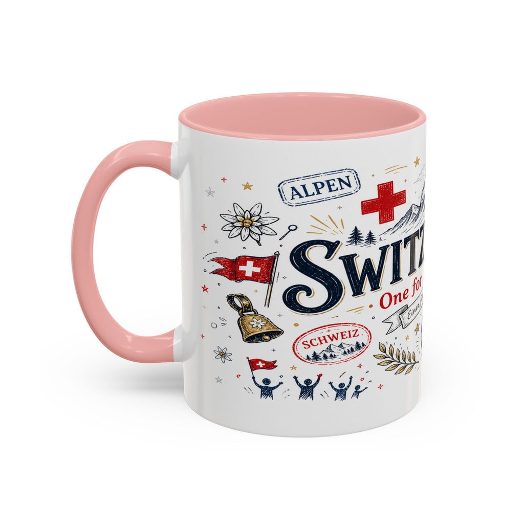 Switzerland Coffee Mug | World Cup Soccer Fan Gift | Accent Color Ceramic 11oz 15oz