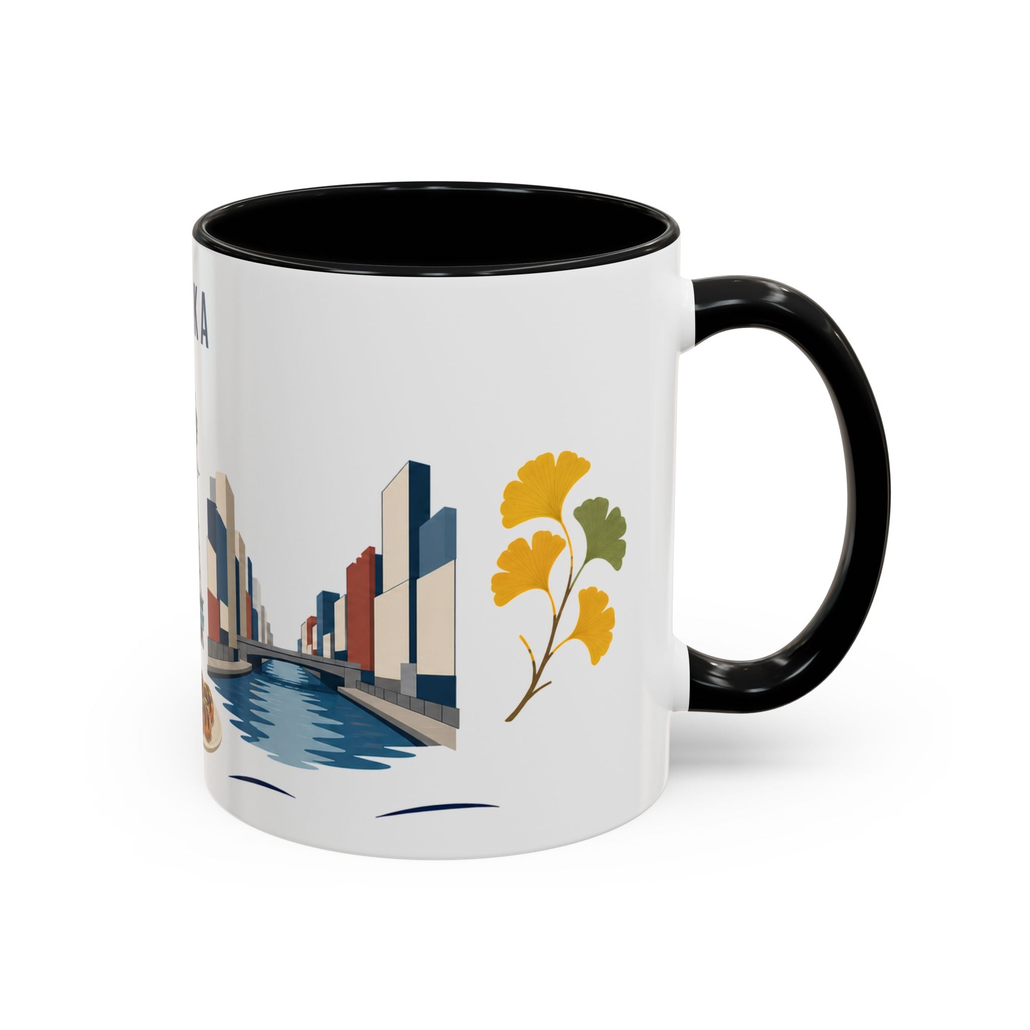 Osaka Coffee Mug | Japan Travel Souvenir | Porcelain Decal City Gift | 11oz 15oz Accent Mug