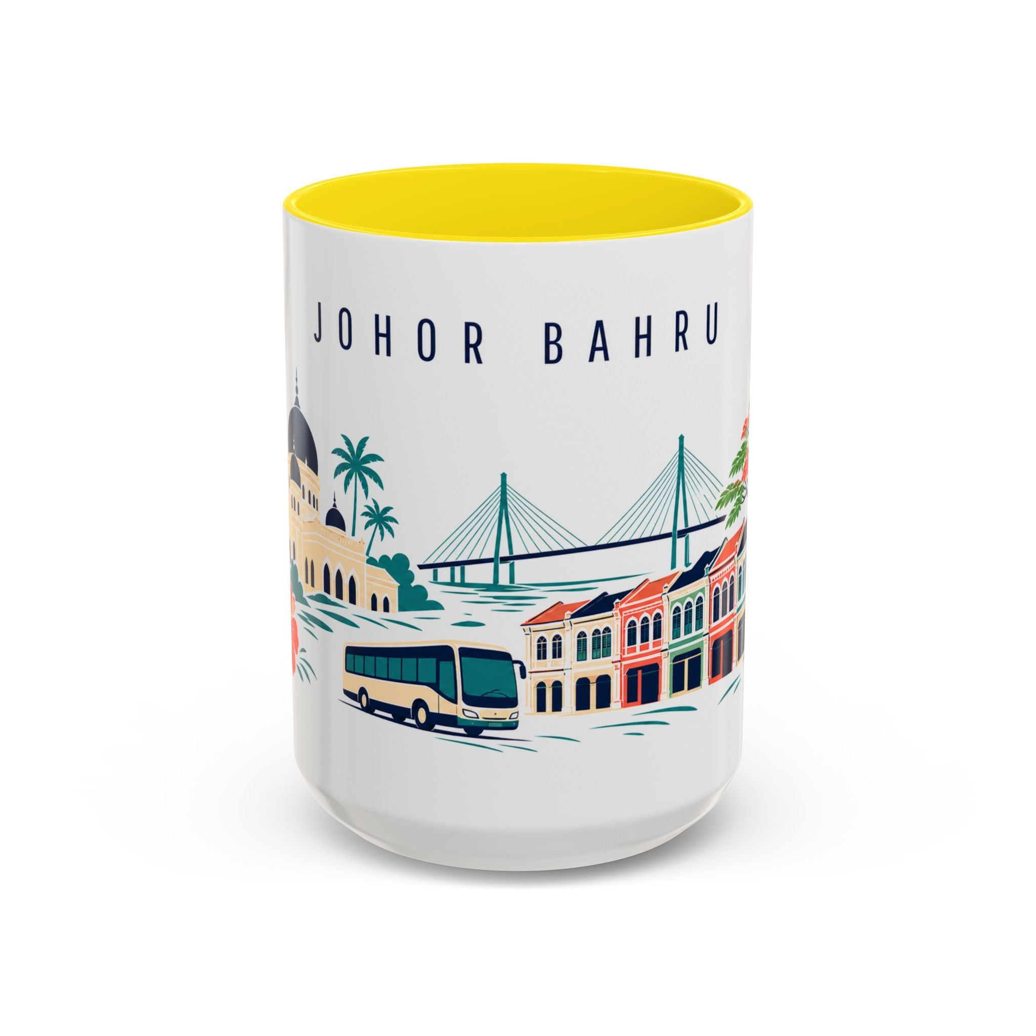 Johor Bahru Coffee Mug | Malaysia Travel Souvenir | Porcelain Decal City Gift | 11oz 15oz Accent Mug