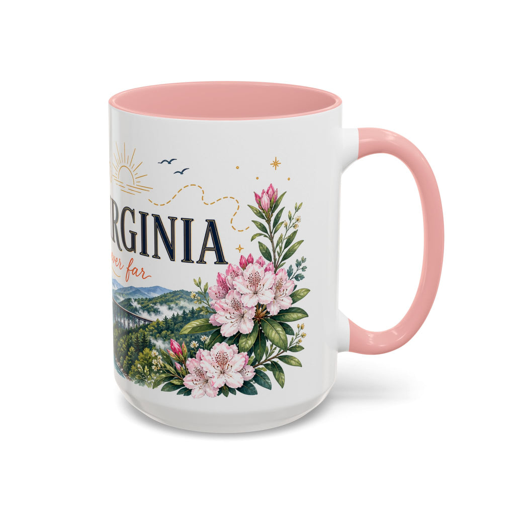 West Virginia State Map Mug | Appalachian Bridge, Rhododendron Accent Coffee Cup