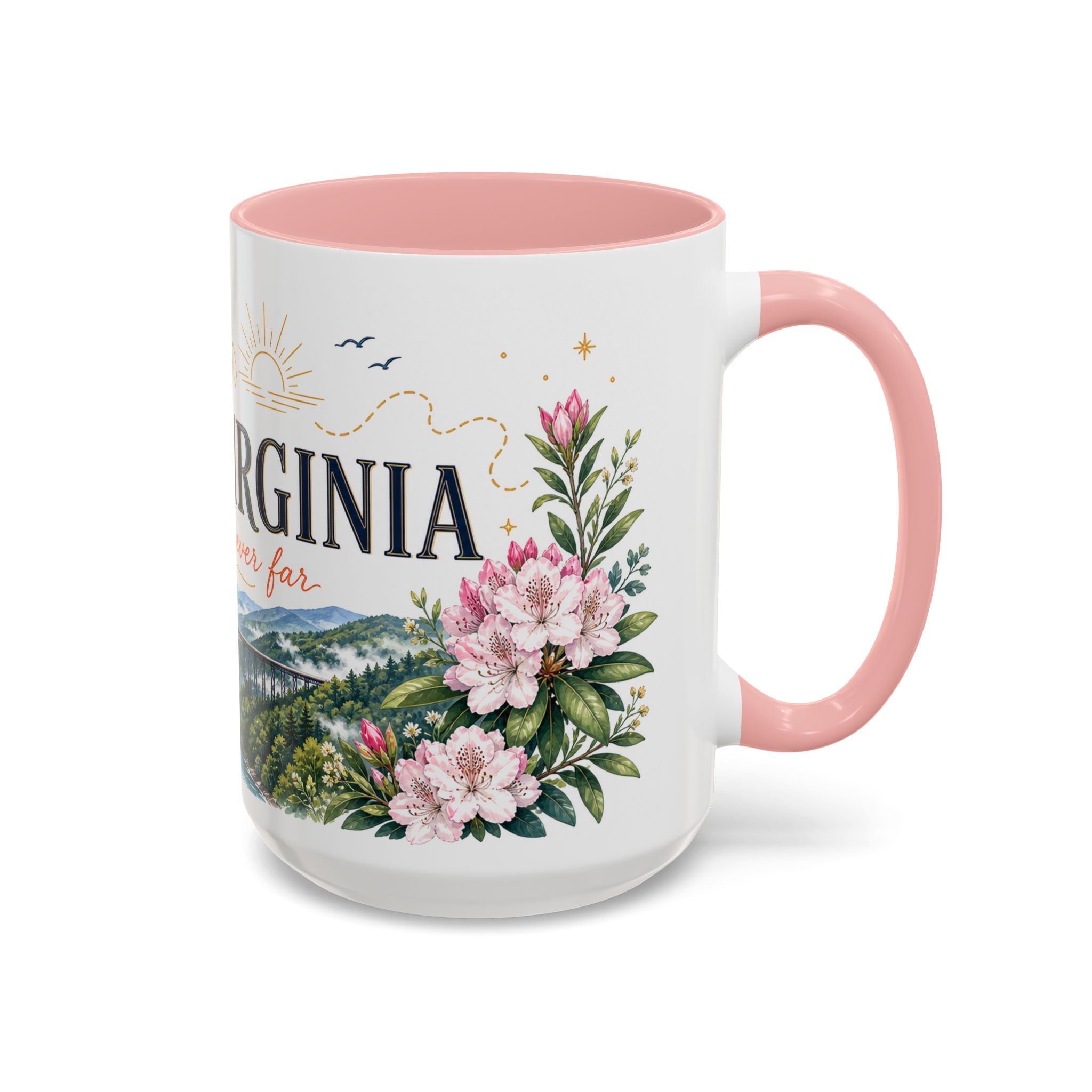 West Virginia State Map Mug | Appalachian Bridge, Rhododendron Accent Coffee Cup