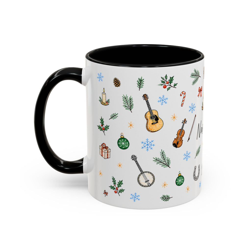 Nashville Christmas Mug | Watercolor City Souvenir, Acoustic Guitar, Harmonica (11oz 15oz)