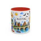 Austin Illustrated Travel Mug | City Souvenir Accent Coffee Mug | 11oz 15oz Ceramic Cup