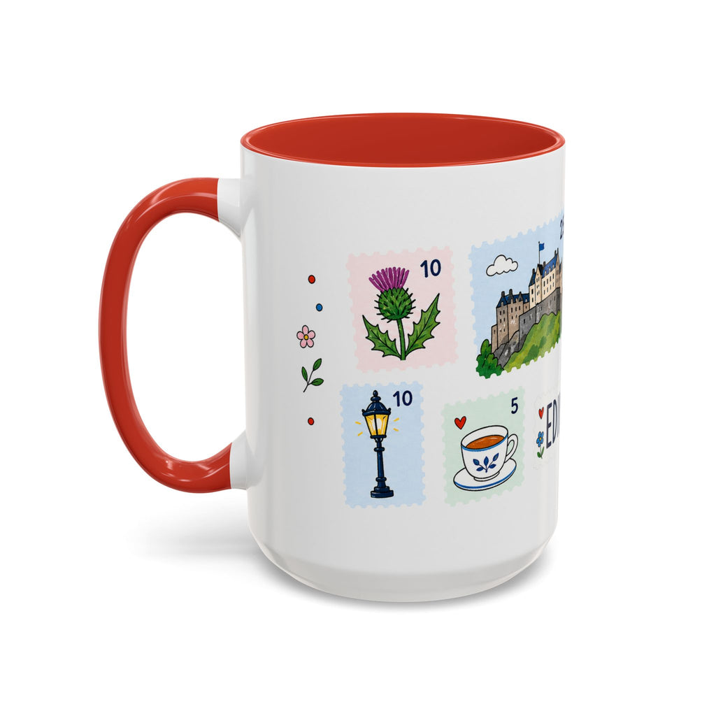 Edinburgh Coffee Mug | Postage Stamp Collage Mug | Travel Souvenir Accent Cup 11oz 15oz