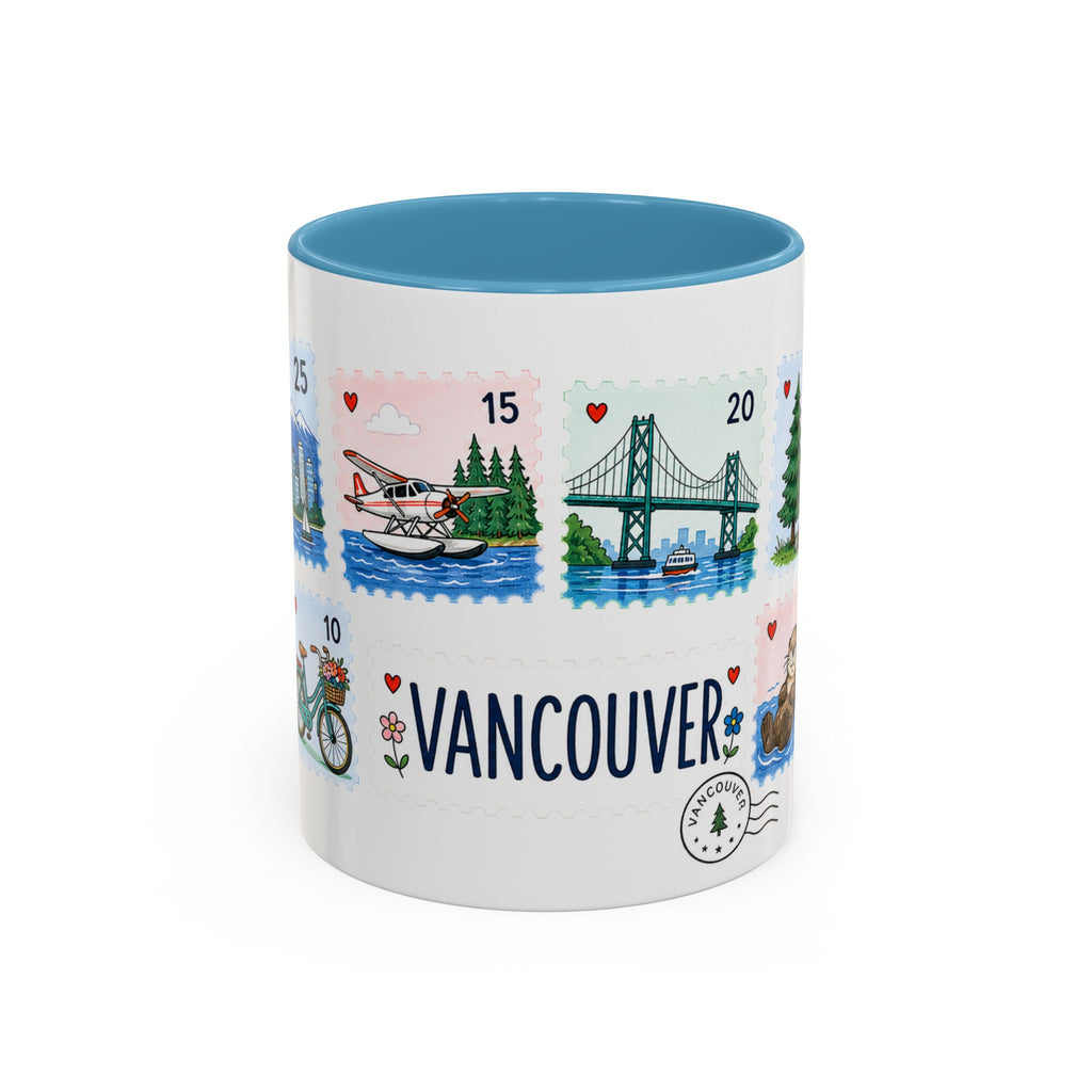 Vancouver Coffee Mug | Postage Stamp Collage Mug | Travel Souvenir Accent Cup 11oz 15oz