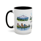 Portland Illustrated Travel Mug | City Souvenir Accent Coffee Mug | 11oz 15oz Ceramic Cup